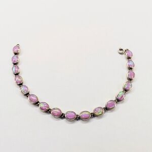 Faux Pink Opal Sterling 925 Bracelet